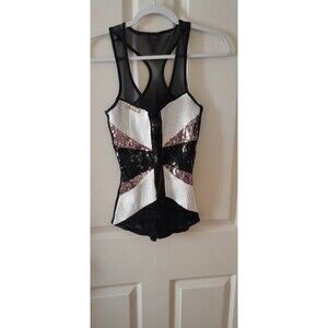 Vintage Derion Small Shimmer Sequin And Mesh Sleeveless Blouse.  B17